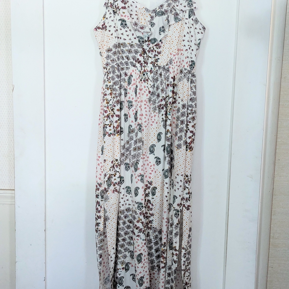 Maurices Cream V-neck Sleeveless Maxi Dress